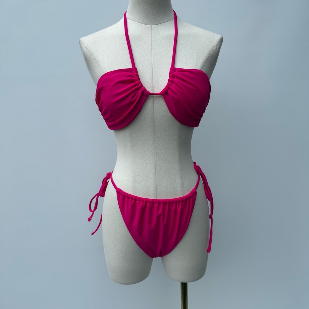 Loverbird Pink Halter Bikini Set Size M | High Cut Two Piece Swimwear NWT - Picture 2 of 9